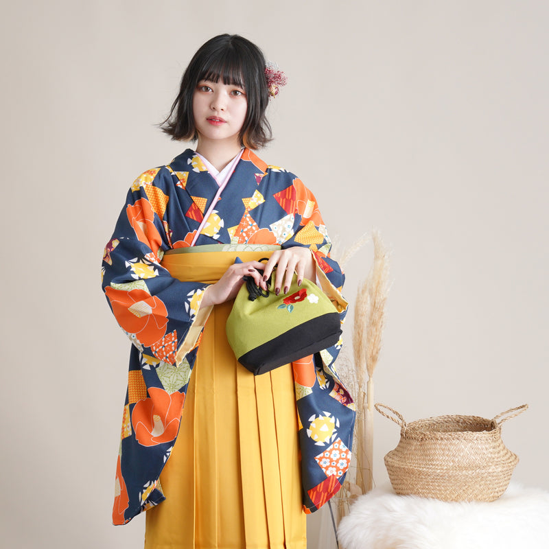 【リサイクル袴】袴 単品 販売品 中古 USED イエロー 袴91cm（身長153-158cm）卒業式  ひよこ商店 （5269627500）【中古販売】