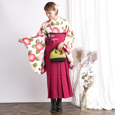 【リサイクル袴】袴 単品 販売品 中古 USED レッド ローズ 袴91cm（身長153-158cm）卒業式  ひよこ商店 （5269627700）【中古販売】