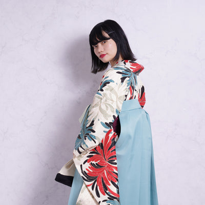 【リサイクル袴】袴 単品 販売品 中古 USED 水色 袴91cm（身長153-158cm）卒業式  ひよこ商店 （5269628000）【中古販売】