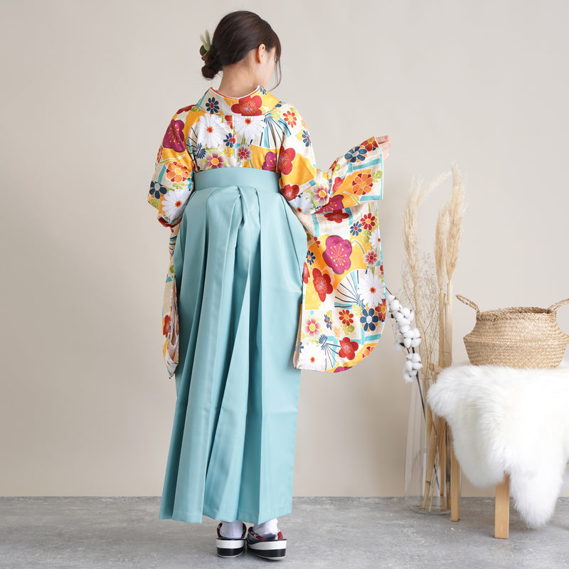 【リサイクル袴】袴 単品 販売品 中古 USED 水色系 袴91cm（身長153-158cm）卒業式  ひよこ商店 （5269628200）【中古販売】