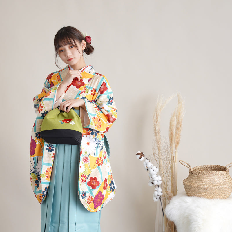 【リサイクル袴】袴 単品 販売品 中古 USED 水色系 袴91cm（身長153-158cm）卒業式  ひよこ商店 （5269628200）【中古販売】