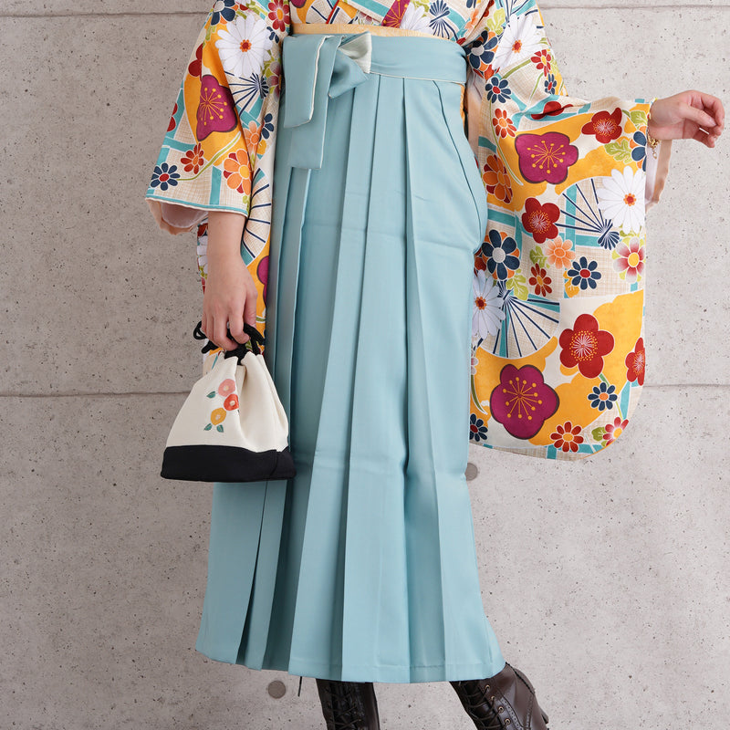 【リサイクル袴】袴 単品 販売品 中古 USED 水色系 袴91cm（身長153-158cm）卒業式  ひよこ商店 （5269628200）【中古販売】