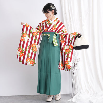 【リサイクル袴】袴 単品 販売品 中古 USED グリーン 袴95cm（身長158-163cm）卒業式  ひよこ商店 （5270626700）【中古販売】