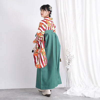 【リサイクル袴】袴 単品 販売品 中古 USED グリーン 袴95cm（身長158-163cm）卒業式  ひよこ商店 （5270626700）【中古販売】