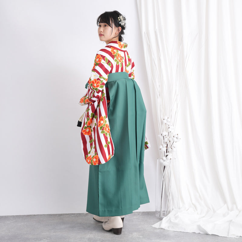 【リサイクル袴】袴 単品 販売品 中古 USED グリーン 袴95cm（身長158-163cm）卒業式  ひよこ商店 （5270626700）【中古販売】