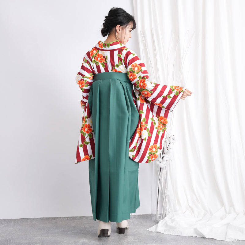 【リサイクル袴】袴 単品 販売品 中古 USED グリーン 袴95cm（身長158-163cm）卒業式  ひよこ商店 （5270626700）【中古販売】
