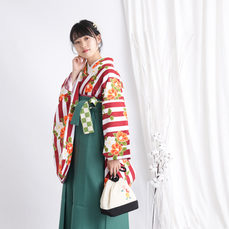 【リサイクル袴】袴 単品 販売品 中古 USED グリーン 袴95cm（身長158-163cm）卒業式  ひよこ商店 （5270626700）【中古販売】