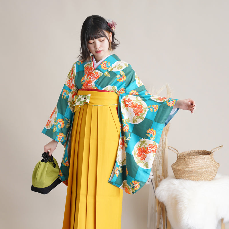 【リサイクル袴】袴 単品 販売品 中古 USED イエロー 袴95cm（身長158-163cm）卒業式  ひよこ商店 （5270626800）【中古販売】