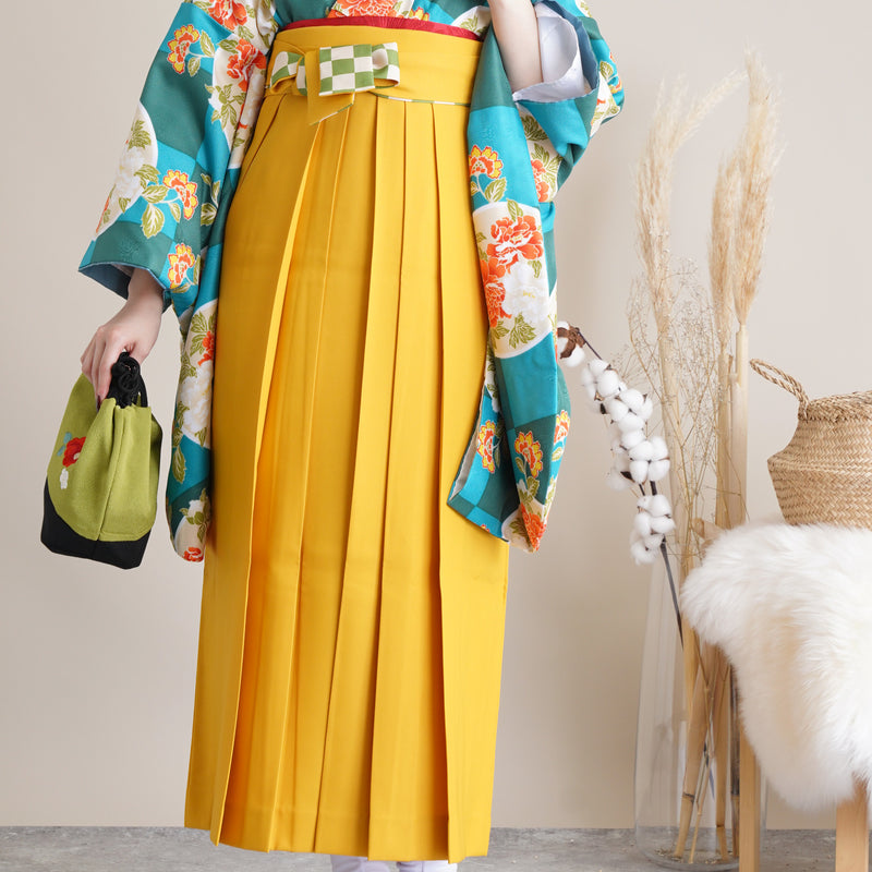 【リサイクル袴】袴 単品 販売品 中古 USED イエロー 袴95cm（身長158-163cm）卒業式  ひよこ商店 （5270626800）【中古販売】