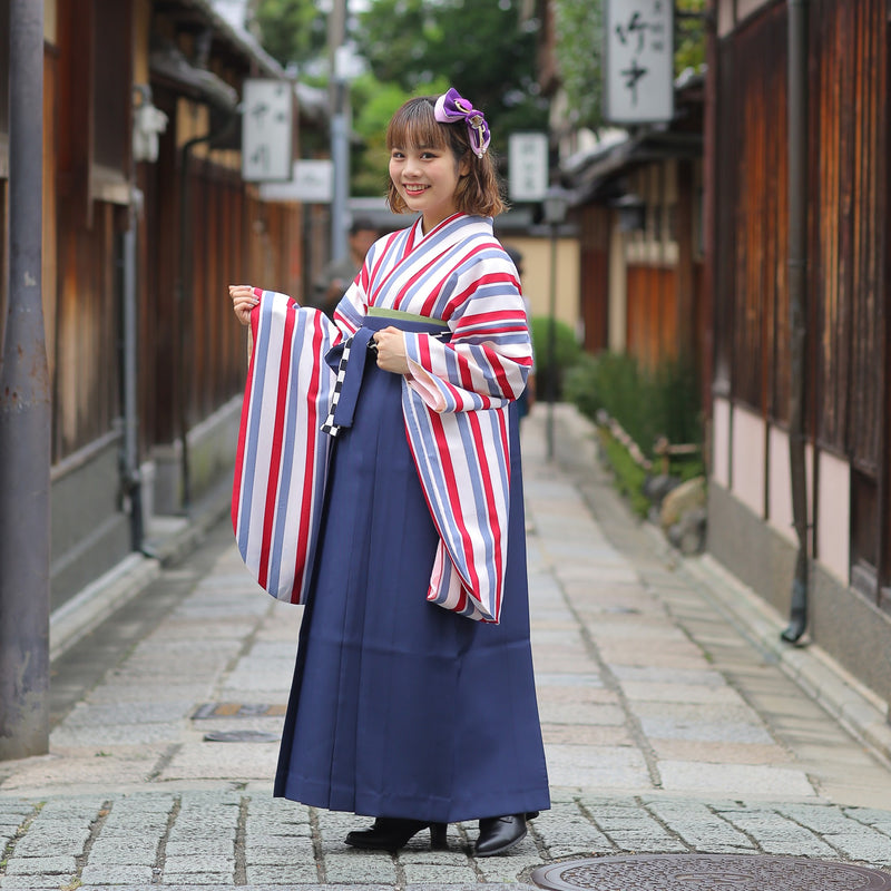 【リサイクル袴】袴 単品 販売品 中古 USED ネイビー 袴95cm（身長158-163cm）卒業式  ひよこ商店 （5270626900）【中古販売】