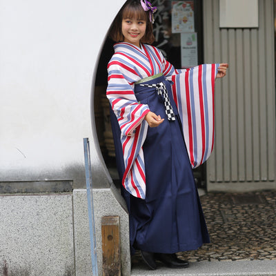 【リサイクル袴】袴 単品 販売品 中古 USED ネイビー 袴95cm（身長158-163cm）卒業式  ひよこ商店 （5270626900）【中古販売】