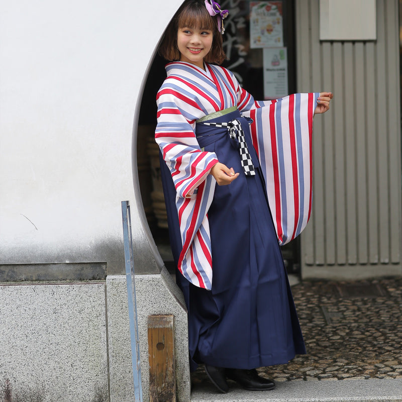 【リサイクル袴】袴 単品 販売品 中古 USED ネイビー 袴95cm（身長158-163cm）卒業式  ひよこ商店 （5270626900）【中古販売】
