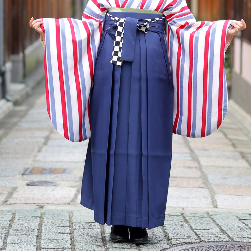 【リサイクル袴】袴 単品 販売品 中古 USED ネイビー 袴95cm（身長158-163cm）卒業式  ひよこ商店 （5270626900）【中古販売】