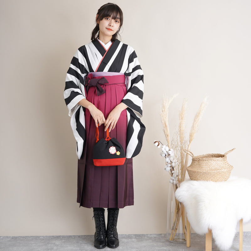 【リサイクル袴】袴 単品 販売品 中古 USED えんじ ぼかし 袴95cm（身長158-163cm）卒業式  （5270627000）【中古販売】