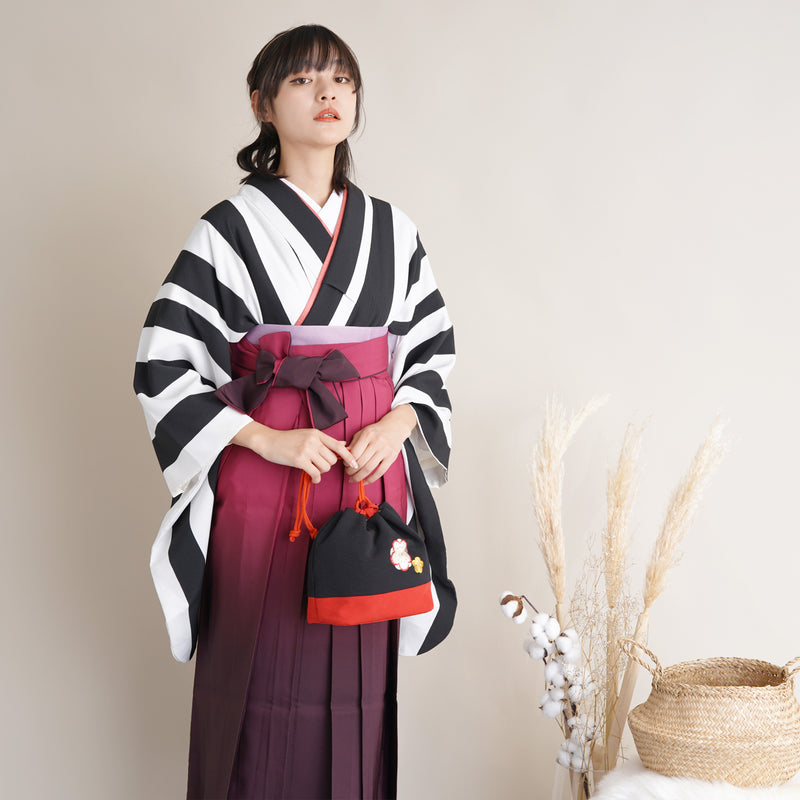 【リサイクル袴】袴 単品 販売品 中古 USED えんじ ぼかし 袴95cm（身長158-163cm）卒業式  （5270627000）【中古販売】