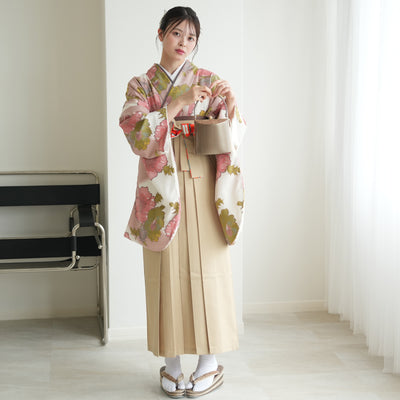 【リサイクル袴】袴 単品 販売品 中古 USED ベージュ 袴95cm（身長158-163cm）卒業式  ひよこ商店（5270627100）【中古販売】