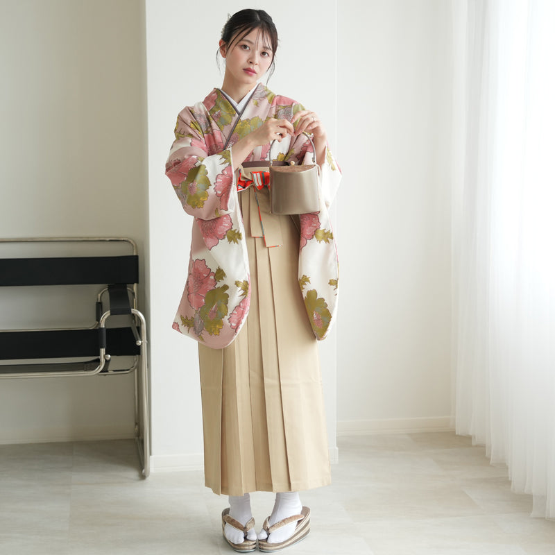 【リサイクル袴】袴 単品 販売品 中古 USED ベージュ 袴95cm（身長158-163cm）卒業式  ひよこ商店（5270627100）【中古販売】