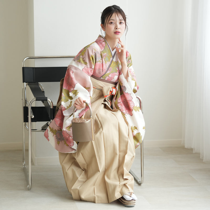 【リサイクル袴】袴 単品 販売品 中古 USED ベージュ 袴95cm（身長158-163cm）卒業式  ひよこ商店（5270627100）【中古販売】