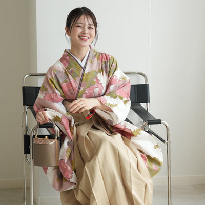 【リサイクル袴】袴 単品 販売品 中古 USED ベージュ 袴95cm（身長158-163cm）卒業式  ひよこ商店（5270627100）【中古販売】