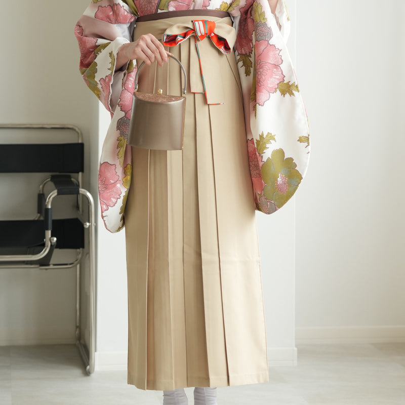 【リサイクル袴】袴 単品 販売品 中古 USED ベージュ 袴95cm（身長158-163cm）卒業式  ひよこ商店（5270627100）【中古販売】
