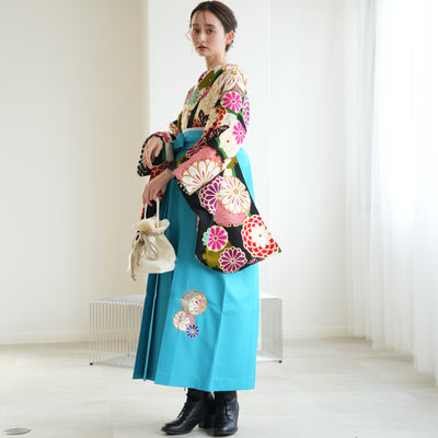 【リサイクル袴】袴 単品 販売品 中古 USED 水色 袴95cm（身長158-163cm）卒業式  JAPANSTYLE×中村里砂（5270627200）【中古販売】