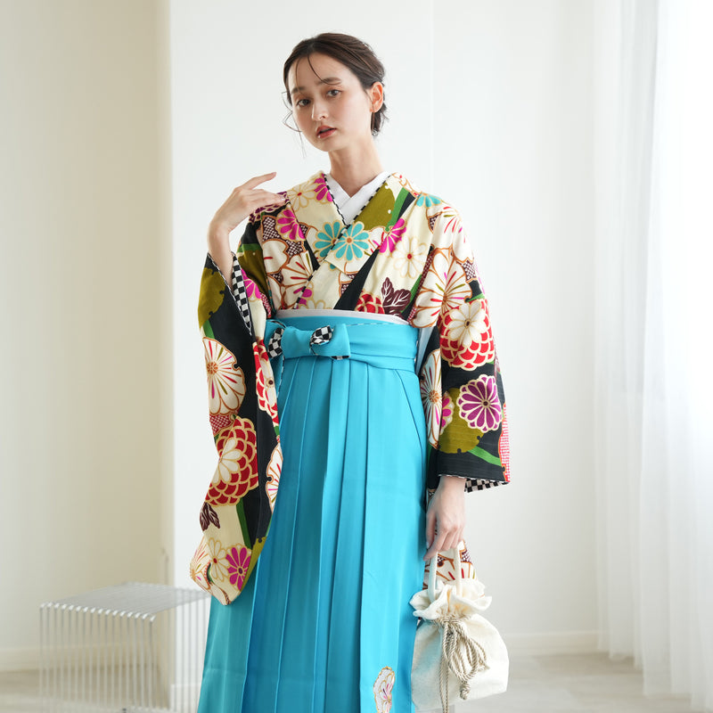 【リサイクル袴】袴 単品 販売品 中古 USED 水色 袴95cm（身長158-163cm）卒業式  JAPANSTYLE×中村里砂（5270627200）【中古販売】