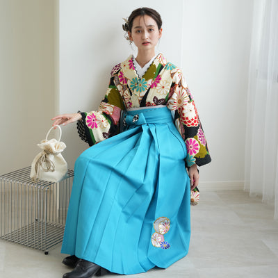 【リサイクル袴】袴 単品 販売品 中古 USED 水色 袴95cm（身長158-163cm）卒業式  JAPANSTYLE×中村里砂（5270627200）【中古販売】