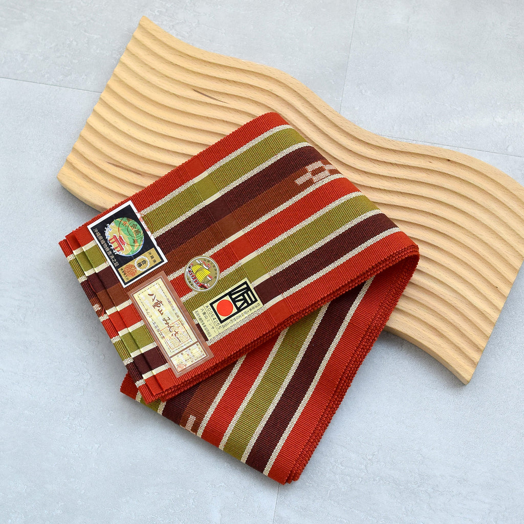 半幅帯 八重山みんさー 草木染 赤色】帯単品 手織り 沖縄県指定