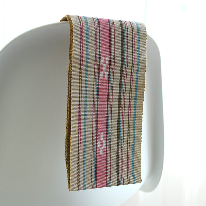 半幅帯 八重山みんさー 草木染 ベージュ】帯単品 手織り 沖縄県