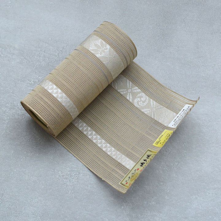 小袋帯utatane×井上絹職 博多織博　ベージュ 半幅帯 utatane×井上絹織 ベージュ】帯単品 博多織 紗 四寸単帯 正絹