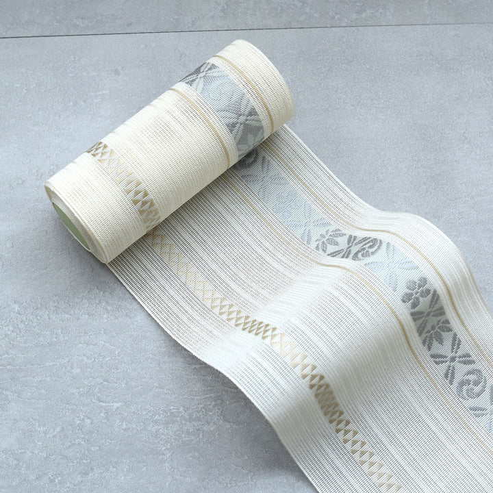半幅帯 utatane×井上絹織 白×水色】帯単品 博多織 紗 四寸単帯