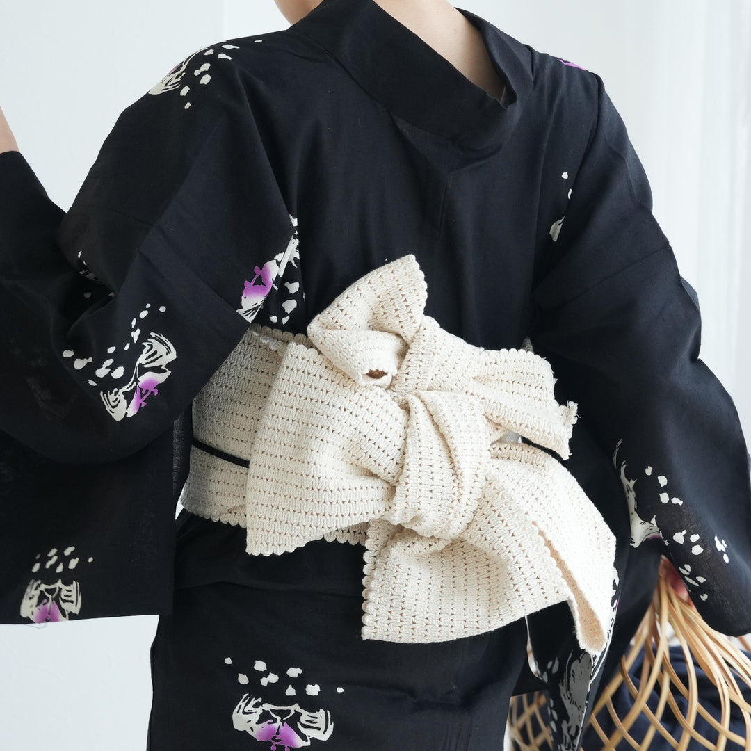 半幅帯 渦編み 生成】四寸帯単品 レディース 綿100％ 単帯 日本製 国産