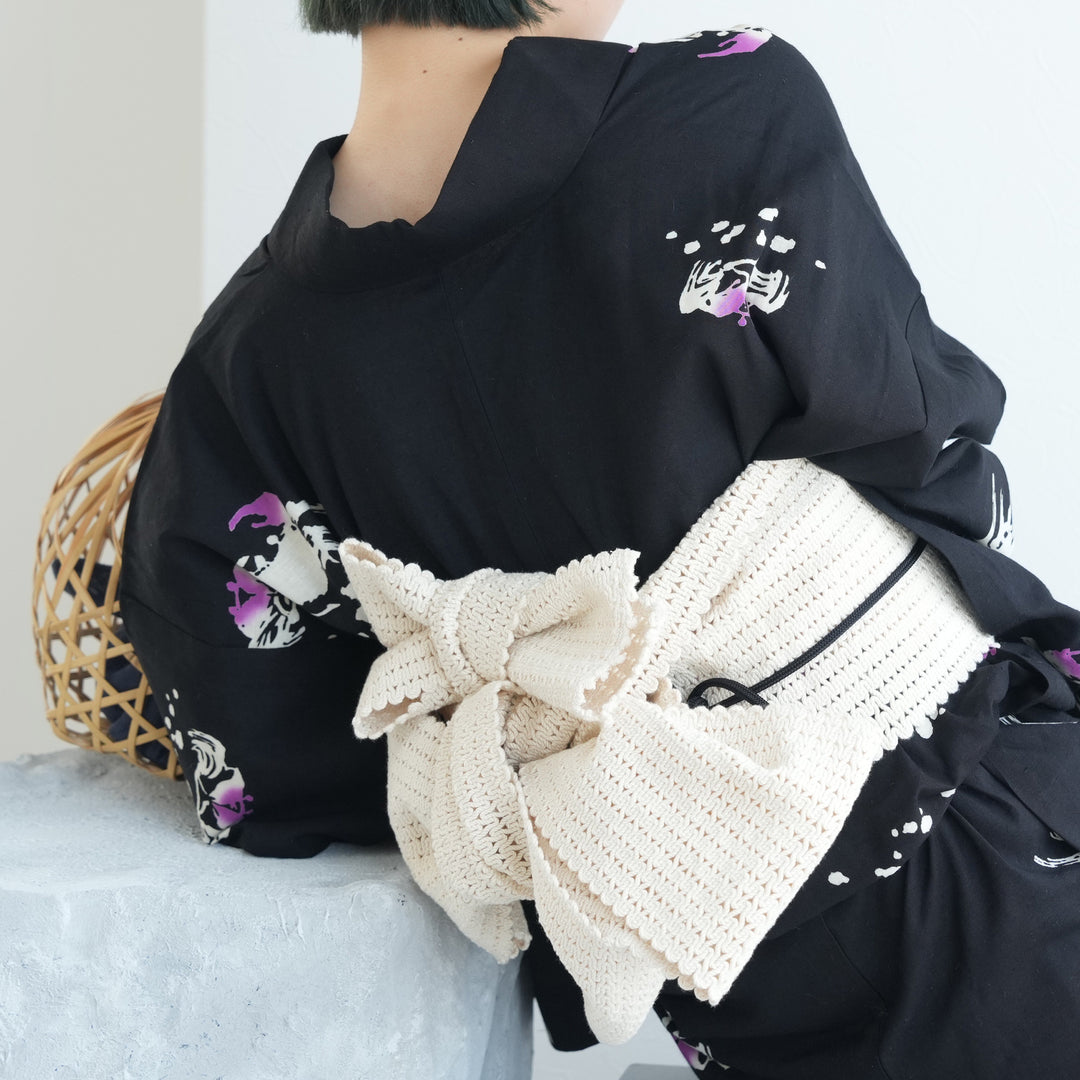 半幅帯 渦編み 生成】四寸帯単品 レディース 綿100％ 単帯 日本