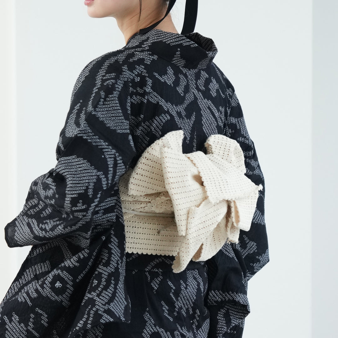 utatane 浴衣＋帯 半幅帯 渦編み 生成】四寸帯単品 レディース 綿100％ 単帯 日本