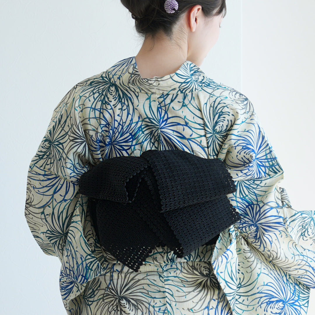 半幅帯 渦編み ブラック】四寸帯単品 レディース 綿100％ 単帯 日本製