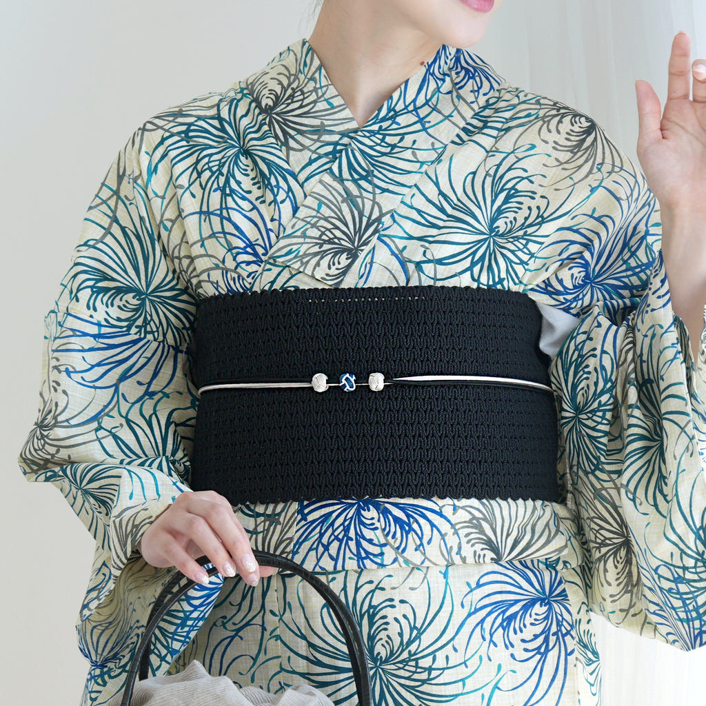 半幅帯 渦編み ブラック】四寸帯単品 レディース 綿100％ 単帯 日本製