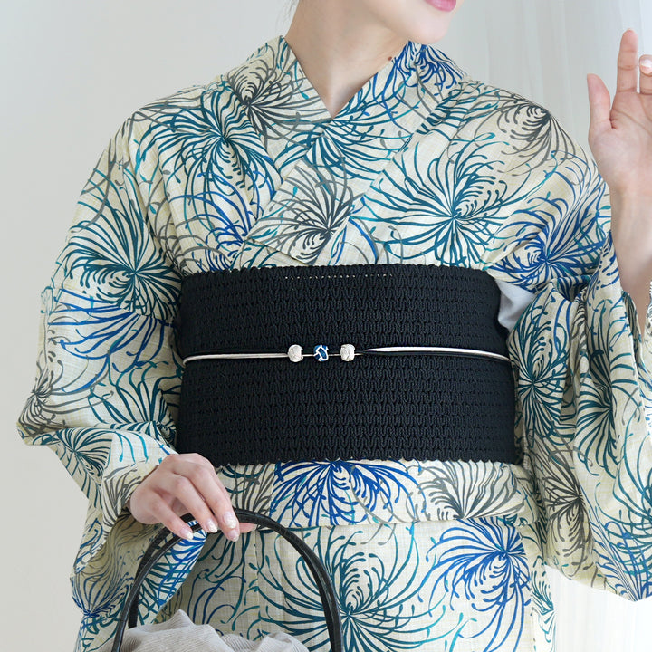 浴衣 半幅帯付き 半幅帯 渦編み ブラック】四寸帯単品 レディース 綿100％ 単帯 日本製