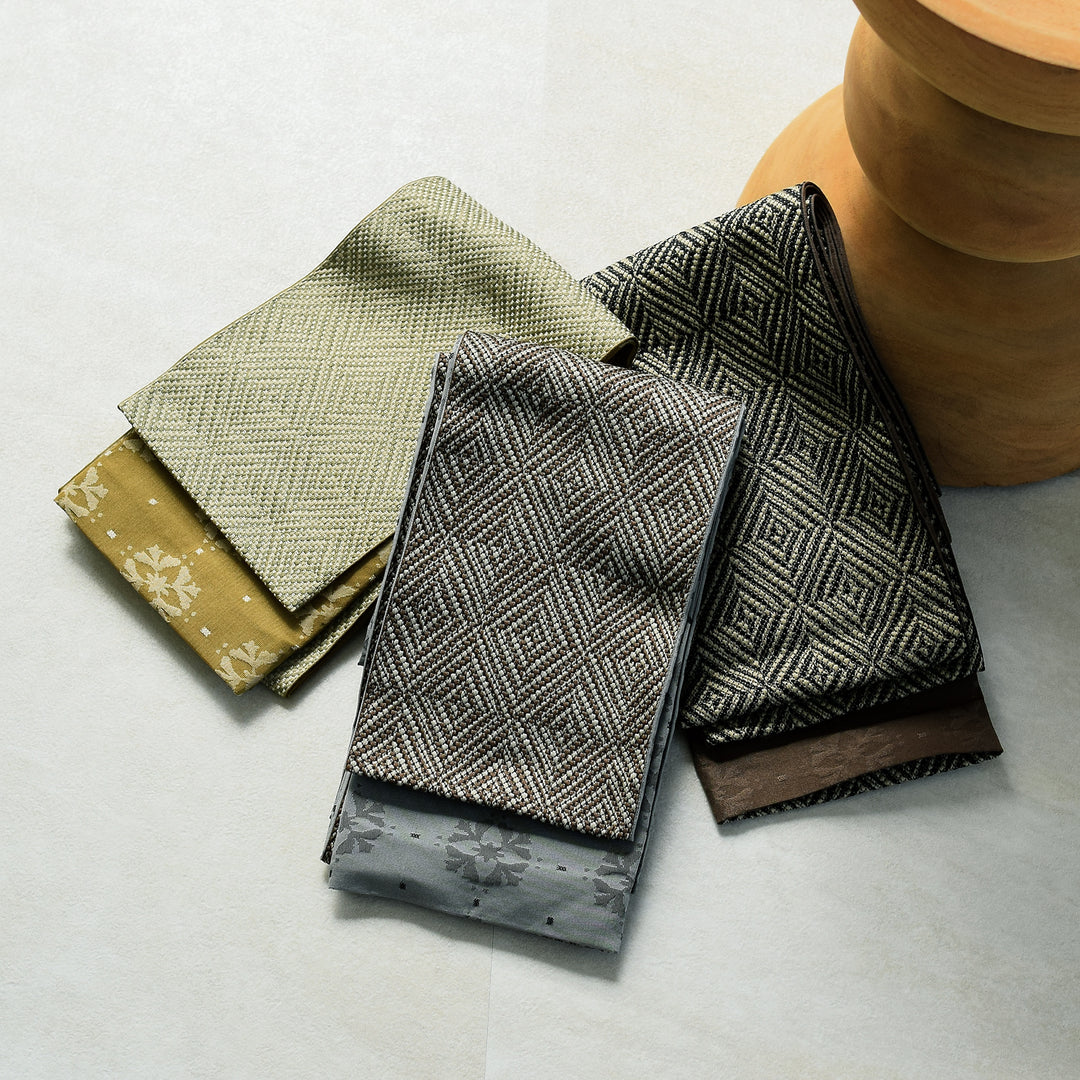 帯 単品 小袋帯 半幅帯 ジオメトリック×結晶花紋 細帯