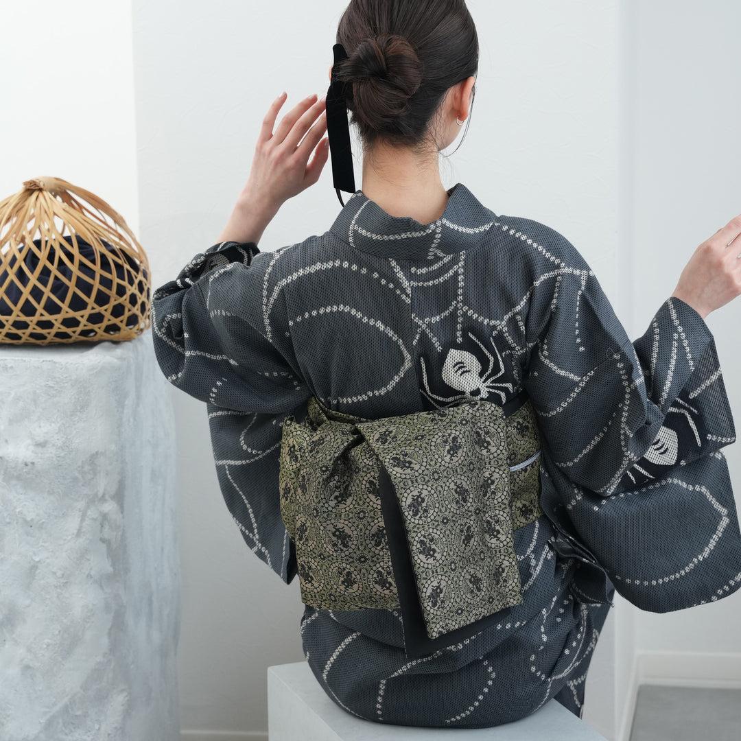 半幅帯 狩猟文】帯単品 数量限定 レディース リバーシブル半巾帯 ニコ