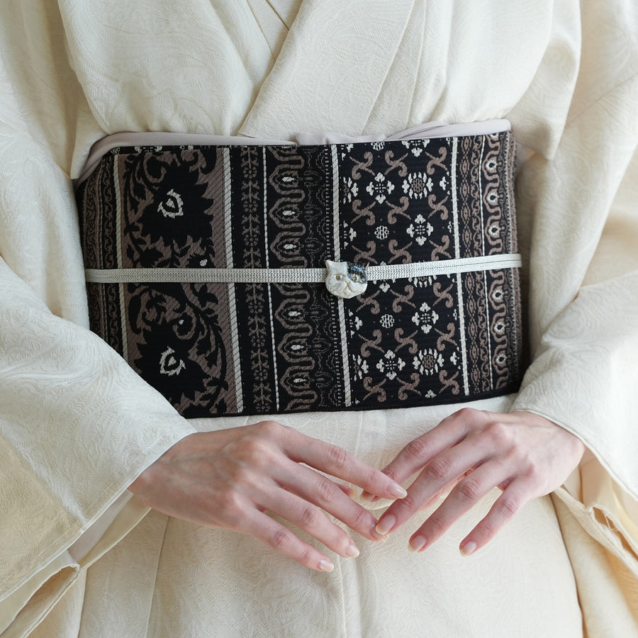 パンダ 市松人形の着物 6号 希少 古布 江戸縮緬 あやめ 刀 弓？ パンダ