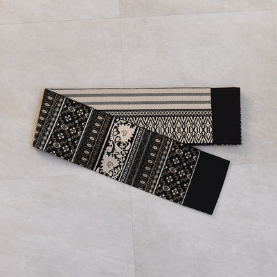 【半幅帯 博多織 インド更紗献上 ブラウン×ベージュ】帯単品 小袋帯 長尺 正絹 リバーシブル 日本製 本場筑前博多織 紋小巾袋帯 証紙付き（5279625300）