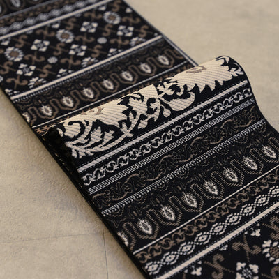 【半幅帯 博多織 インド更紗献上 ブラウン×ベージュ】帯単品 小袋帯 長尺 正絹 リバーシブル 日本製 本場筑前博多織 紋小巾袋帯 証紙付き（5279625300）