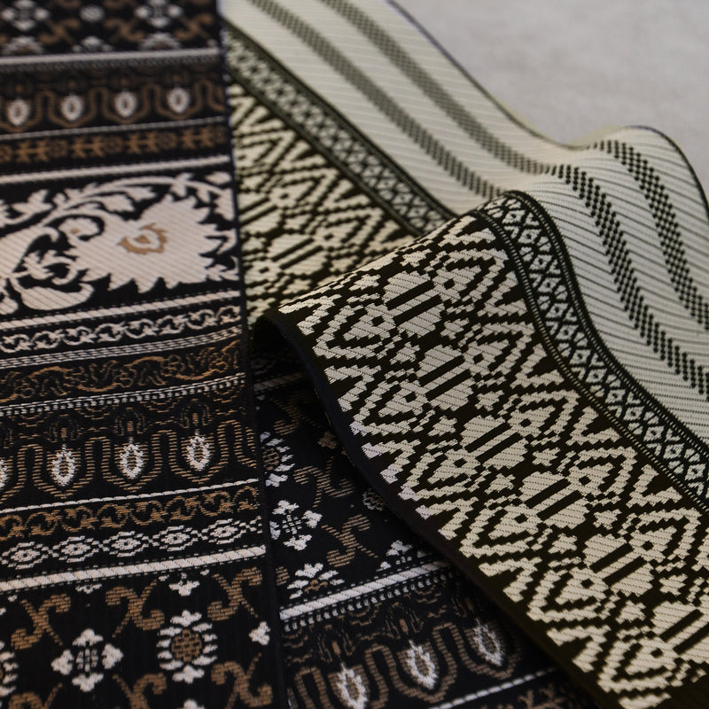 【半幅帯 博多織 インド更紗献上 ブラウン×ベージュ】帯単品 小袋帯 長尺 正絹 リバーシブル 日本製 本場筑前博多織 紋小巾袋帯 証紙付き（5279625300）