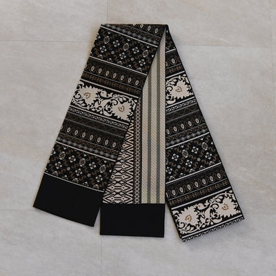 【半幅帯 博多織 インド更紗献上 ブラウン×ベージュ】帯単品 小袋帯 長尺 正絹 リバーシブル 日本製 本場筑前博多織 紋小巾袋帯 証紙付き（5279625300）