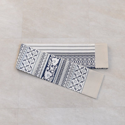 【半幅帯 博多織 インド更紗献上 ホワイト】帯単品 小袋帯 長尺 正絹 リバーシブル 日本製 本場筑前博多織 紋小巾袋帯 証紙付き（5279625400）