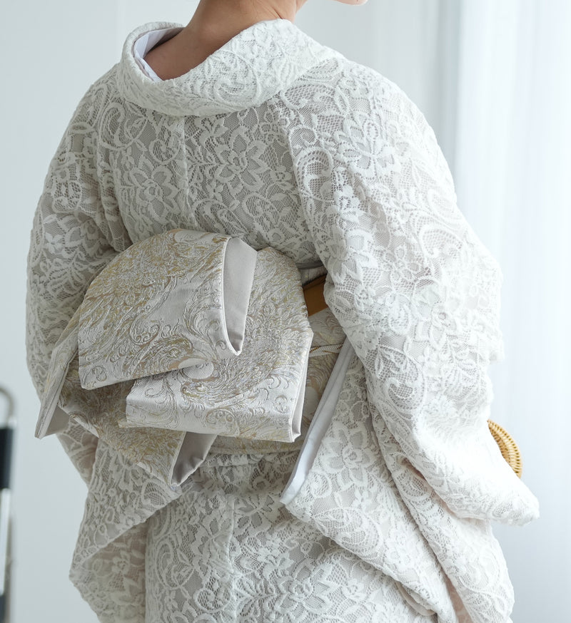 【細帯 鳳凰】半幅帯 単品 数量限定 浴衣 着物 小紋 レディース  生成り アイボリー ベージュ 金襴 日本製 ニコアンティーク （5279625600）