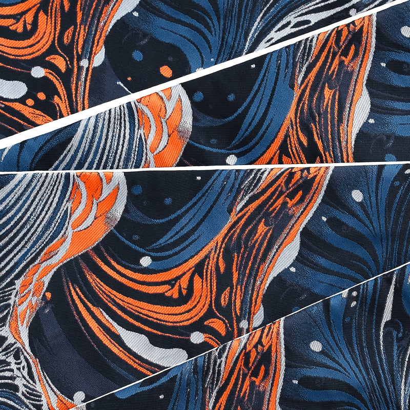 【細帯 海鳴】半幅帯 単品 数量限定 浴衣 着物 小紋 レディース  紺 青 オレンジ 波模様 金襴 日本製 ニコアンティーク （5279625900）