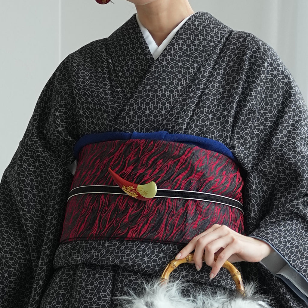 細帯 紅蓮】半幅帯 単品 数量限定 浴衣 着物 小紋 レディース 金襴
