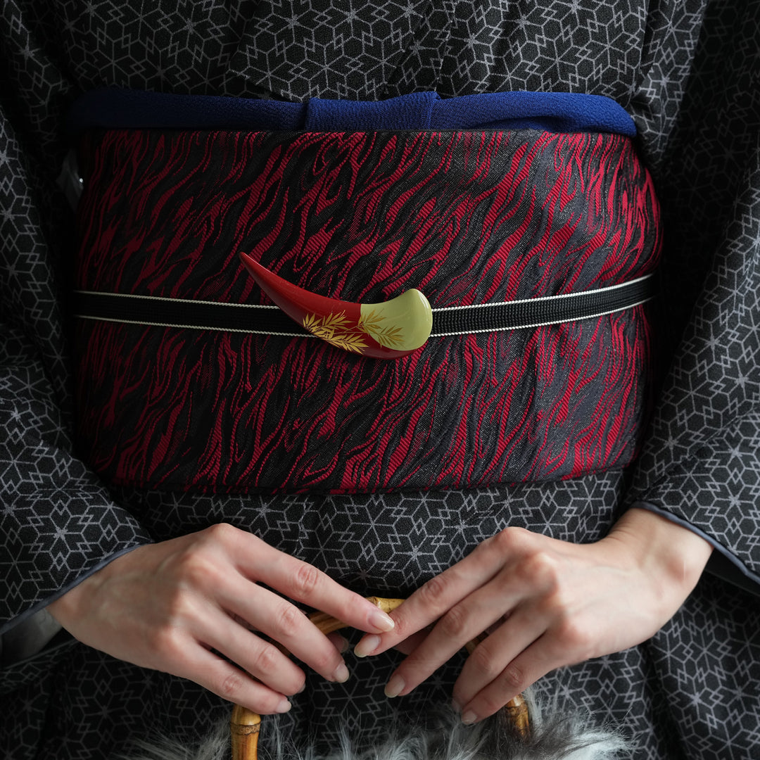 細帯 紅蓮】半幅帯 単品 数量限定 浴衣 着物 小紋 レディース 金襴