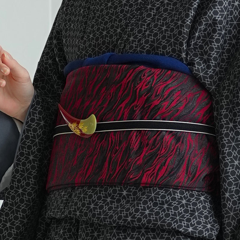 【細帯 紅蓮】半幅帯 単品 数量限定 浴衣 着物 小紋 レディース 金襴 日本製 ニコアンティーク （5279626000）